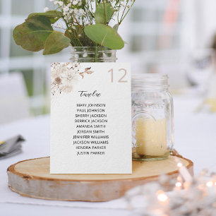 Tarjeta De Mesa Tabla de asientos de Pearls & White Floral