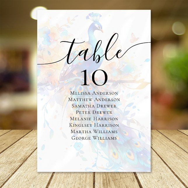 Tarjeta De Mesa Tabla de asientos de tabla de Bodas de pavo real (Subido por el creador)