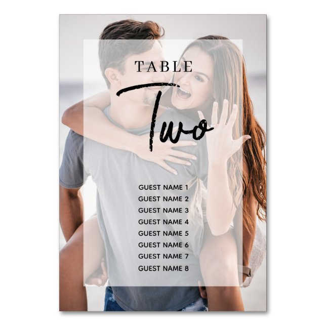 Tarjeta De Mesa Tabla de asientos simple de 2 Bodas de sobreposici (Anverso)