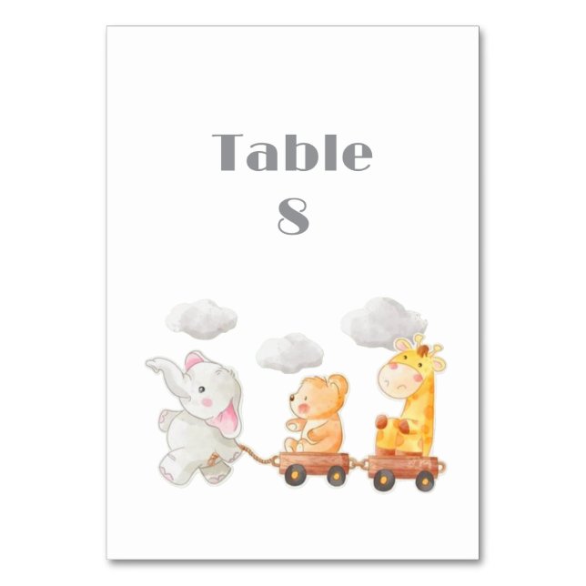 Tarjeta De Mesa Tabla de Baby Shower de animales de Woodland (Anverso)