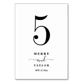 Tarjeta De Mesa Tabla de Boda de cobre simple y clásica en blanco 