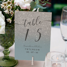 Tarjeta De Mesa Tabla de boda de guiones azul polvoriento purpurin