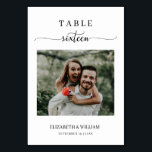 Tarjeta De Mesa Tabla de Boda de imágenes con guión elegante No Di<br><div class="desc">Diseño moderno y elegante impreso Elegance Script Modern Photo Boda Tabla Número Dieciséis Table Tent Card que se pueden personalizar con tu texto y añadir cada número de tabla a tu carrito, uno por uno. Haga clic en el botón "Personalizar" y utilice nuestra herramienta de diseño para modificar esta plantilla....</div>