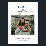 Tarjeta De Mesa Tabla de Boda de imágenes con guión elegante No Di<br><div class="desc">Diseño moderno y elegante impreso Elegance Script Modern Photo Boda Tabla Número de tabla Dieciocho Table Tent Card que se pueden personalizar con el texto y añadir cada número de tabla a su carrito, uno por uno. Haga clic en el botón "Personalizar" y utilice nuestra herramienta de diseño para modificar...</div>