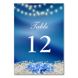 Tarjeta De Mesa Tabla de Bodas azules de la Marina de Flores de Hi