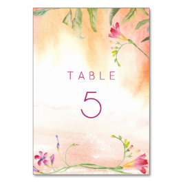 Tarjeta De Mesa Tabla de Bodas de color rosa de Freesia Peach de P