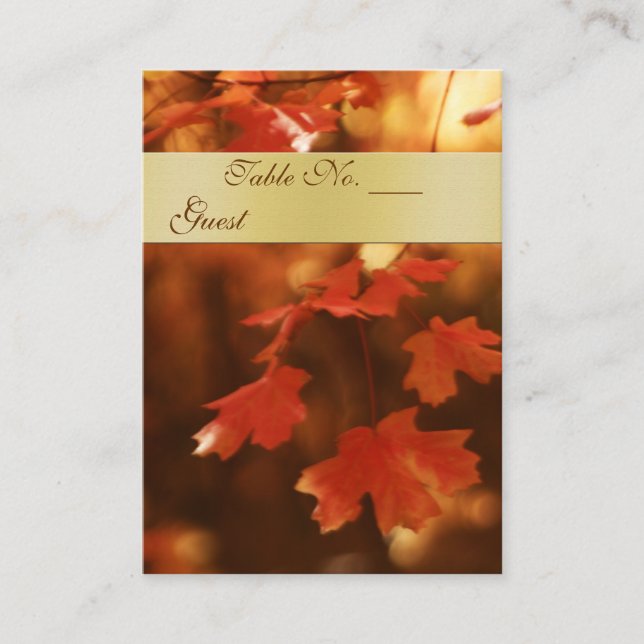 Tarjeta De Mesa Tabla de Bodas de hojas de otoño que establece Tar (Anverso)
