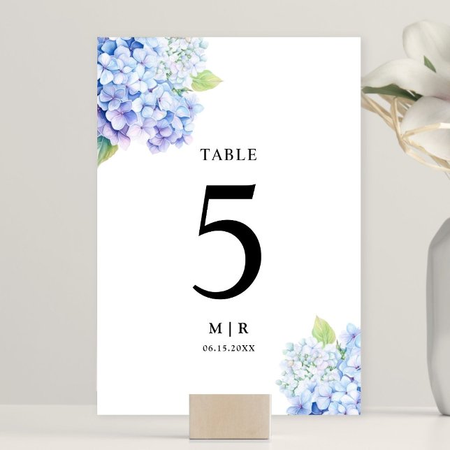 Tarjeta De Mesa Tabla de Bodas de Hydrangea Dusty Blue Floral (Subido por el creador)