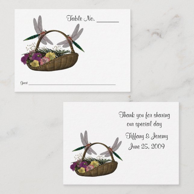 Tarjeta De Mesa Tabla de Bodas de las flores de Dragonflies (Anverso / Reverso)