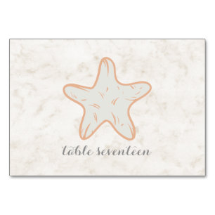Tarjeta De Mesa Tabla de Bodas de Starfish Rústico naranja