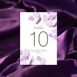 Tarjeta De Mesa Tabla de Bodas del Purpurina Eucalyptus de Lavanda