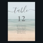 Tarjeta De Mesa Tabla de Bodas hawaianos de la época de la playa<br><div class="desc">Escriba la reserva de su lista de invitados bodas en esta vintage tarjeta de números de mesa de bodas con un fondo de playa para un tema de boda tropical de verano.</div>