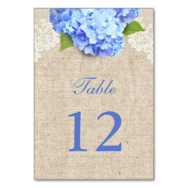 Tarjeta De Mesa Tabla de Bodas Rústicos de Hidrangea Azul Lace & B