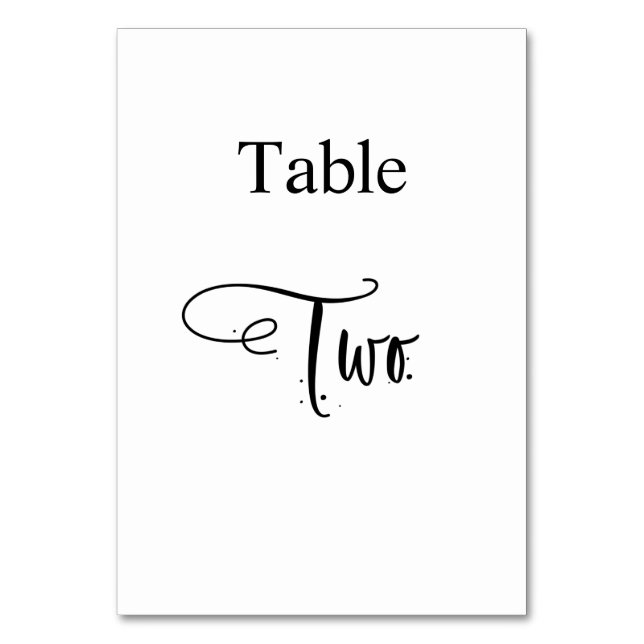 Tarjeta De Mesa Tabla de caligrafía blanca dos elegantes (Anverso)
