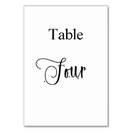 Tarjeta De Mesa Tabla de caligrafía blanca negra cuatro elegante