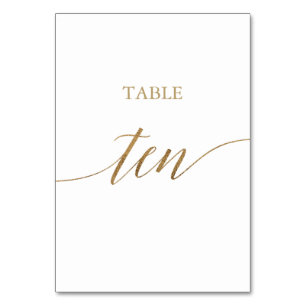 Tarjeta De Mesa Tabla de caligrafía de oro elegante Número de tabl