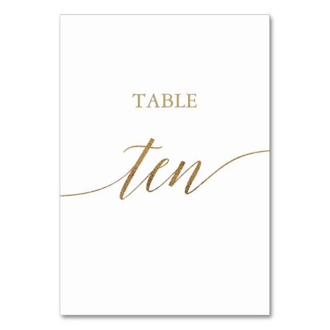 Tarjeta De Mesa Tabla de caligrafía de oro elegante Número de tabl (Anverso)