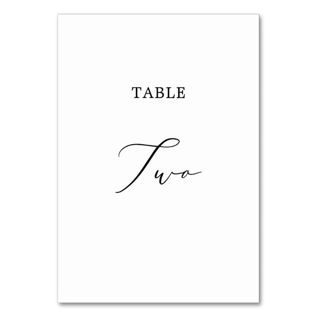 Tarjeta De Mesa Tabla de caligrafía negra Delicada Número de tabla (Anverso)