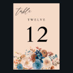 Tarjeta De Mesa Tabla de color azul beige y agitado número V2 - be<br><div class="desc">Vestir las mesas de su boda o fiesta con su tarjeta de número de la mesa floral beige y azul turquesa. Creado con champán beige pintado a mano,  azul polvoriento,  azul y canela de las flores acuáticas naturales.</div>