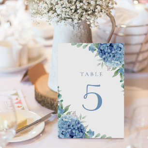 Tarjeta De Mesa tabla de flores azul hidrangea 5
