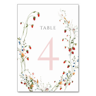 Tarjeta De Mesa tabla de fresa silvestre número 4
