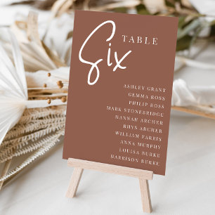 Tarjeta De Mesa Tabla de guiones de mano oxidada SEIS + nombres de