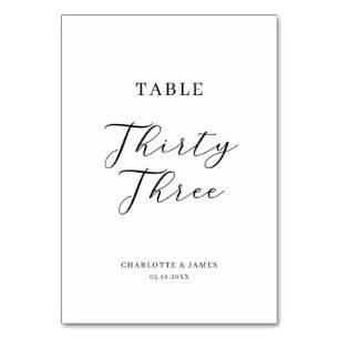 Tarjeta De Mesa Tabla de guiones minimalistas Número de tabla 33