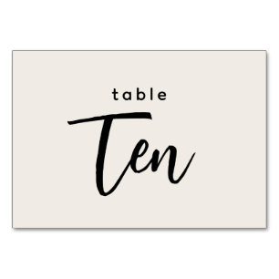 Tarjeta De Mesa Tabla de guiones modernos 10 Diez Bodas fuera de b