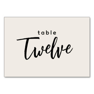 Tarjeta De Mesa Tabla de guiones modernos 12 Doce Bodas de color b