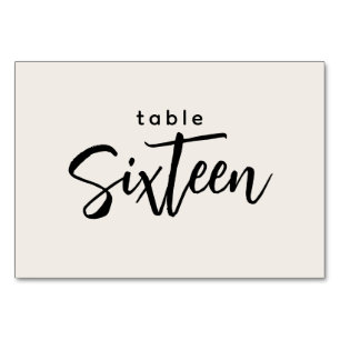Tarjeta De Mesa Tabla de guiones modernos 16 Dieciséis Bodas fuera