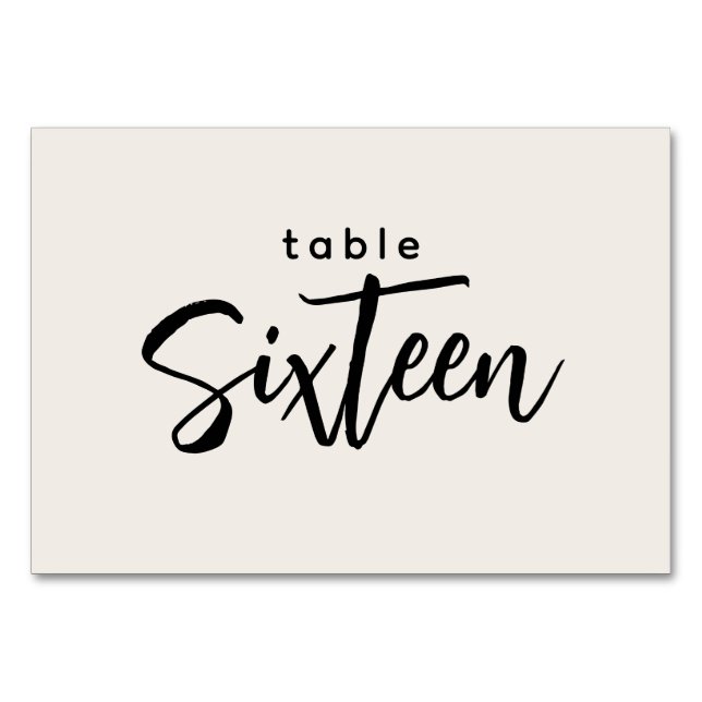 Tarjeta De Mesa Tabla de guiones modernos 16 Dieciséis Bodas fuera (Anverso)