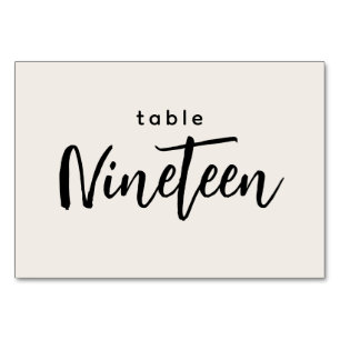 Tarjeta De Mesa Tabla de guiones modernos 19 Diecinueve Bodas fuer