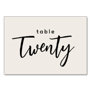 Tarjeta De Mesa Tabla de guiones modernos 20 Boda veinteañero blan