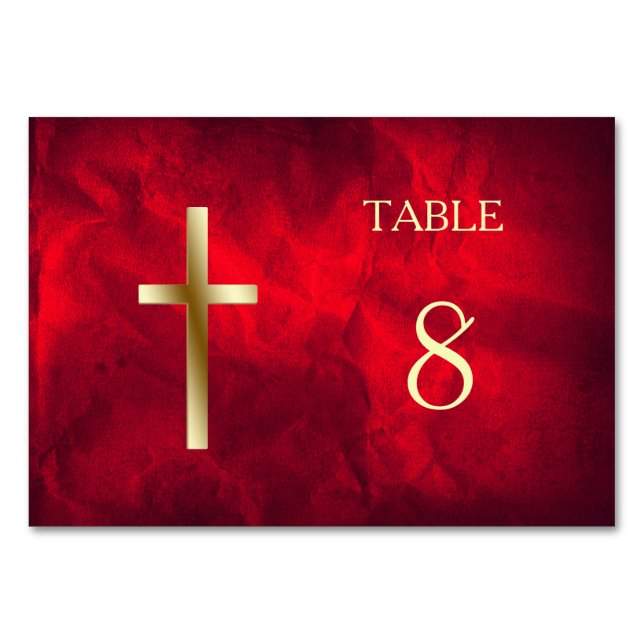 Tarjeta De Mesa Tabla de la Cruz Roja Oro Cristiana (Anverso)
