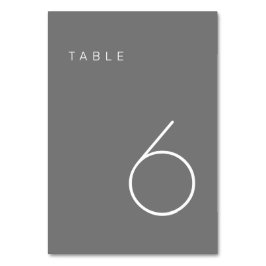 Tarjeta De Mesa Tabla de números de tabla gris y blanco Minimalist