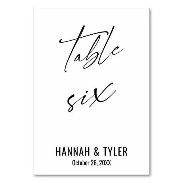 Tarjeta De Mesa Tabla de tipografía elegante contemporánea seis (Anverso)