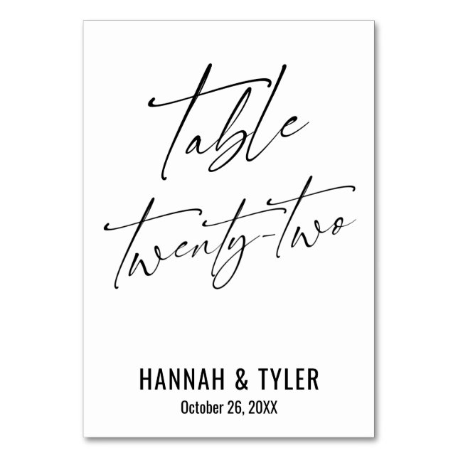 Tarjeta De Mesa Tabla de tipografía elegante contemporánea veintid (Anverso)