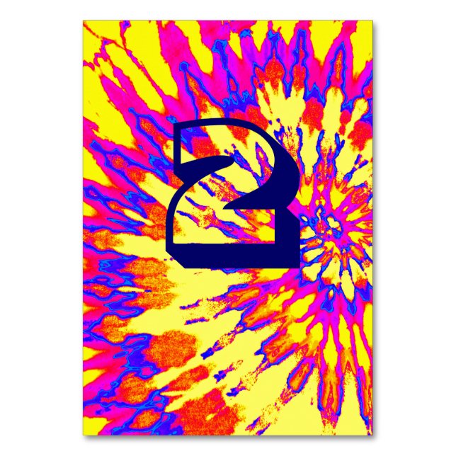 Tarjeta De Mesa Tabla dos Bodas de tinte en espiral amarilla (Anverso)