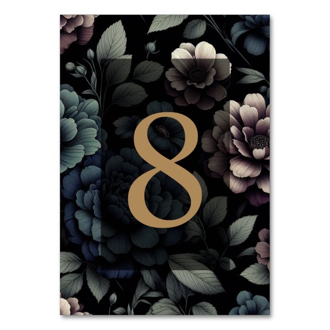 Tarjeta De Mesa Tabla floral azul celeste 8 (Anverso)