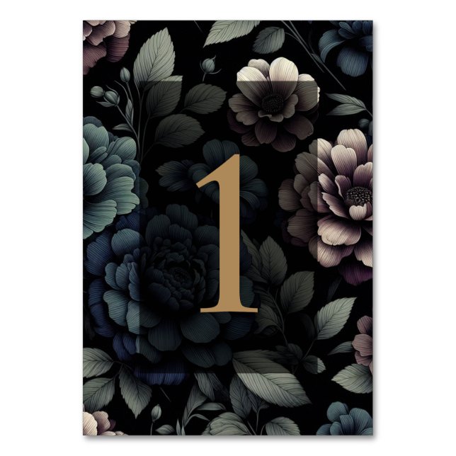 Tarjeta De Mesa Tabla floral azul de Moody 1 (Anverso)