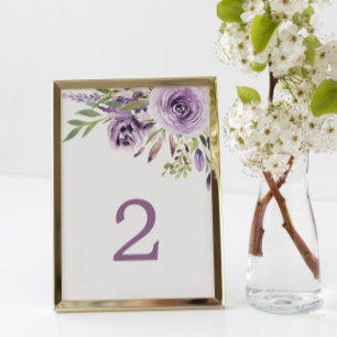 Tarjeta De Mesa Tabla Floral Purple Rosa 2 Boda Número de tabla