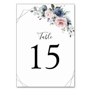 Tarjeta De Mesa Tabla geométrica floral de vegetación húmeda azul 