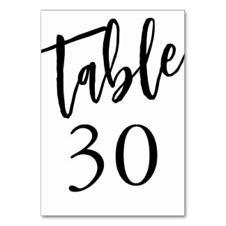 Tarjeta De Mesa Tabla minimalista negra y blanca número 30