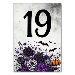 Tarjeta De Mesa Tabla Murciélagos y Flores Número 19