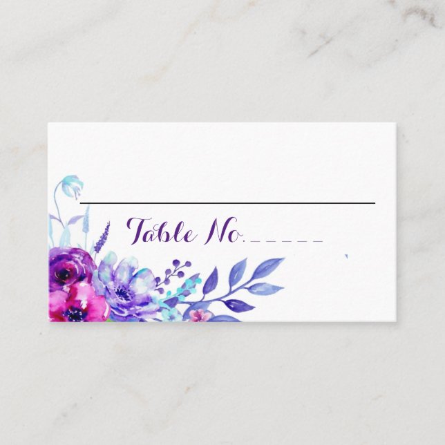 Tarjeta De Mesa Tabla n.º de Boda floral acuarela (Anverso)