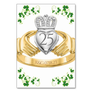 Tarjeta De Mesa Tabla N de Bodas de anillo de claddagh