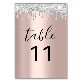 Tarjeta De Mesa Tabla Nuber Plata GRay Gray Driips Rosa Oro Blac