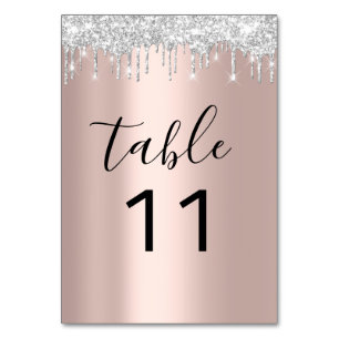 Tarjeta De Mesa Tabla Nuber Plata GRay Gray Driips Rosa Oro Blac