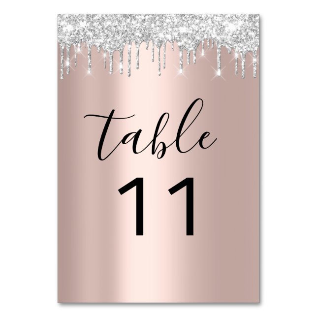 Tarjeta De Mesa Tabla Nuber Plata GRay Gray Driips Rosa Oro Blac (Anverso)