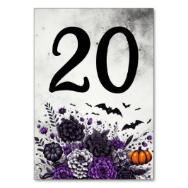 Tarjeta De Mesa Tabla Número 20 de Murciélagos y Flores